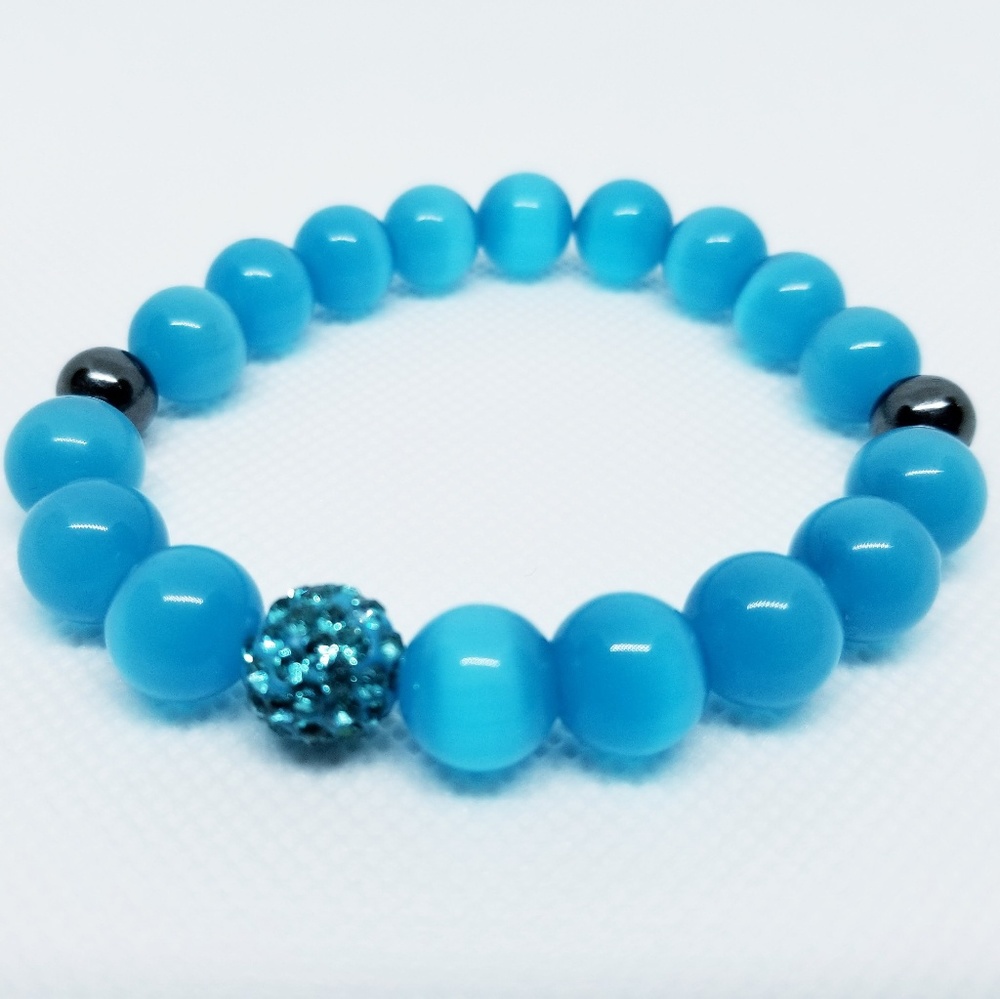 Blue Tiger Eye Beaded Bracelet